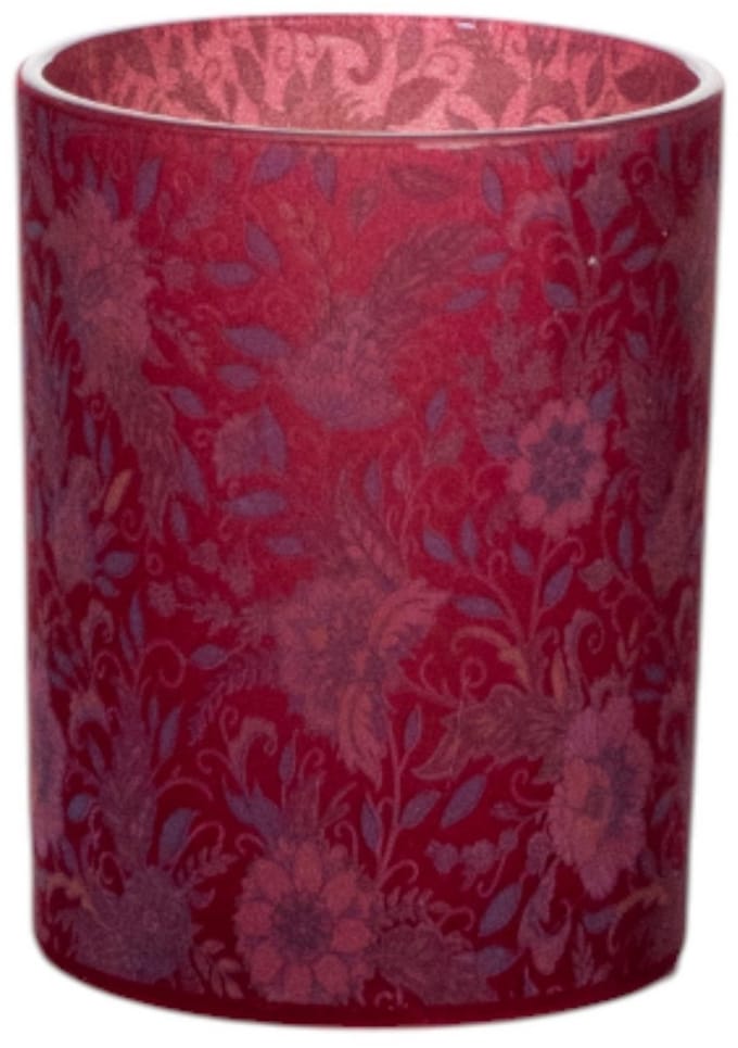 Mars & More waxinelichthouder fluwelen bloemen bordeaux groot 12cm