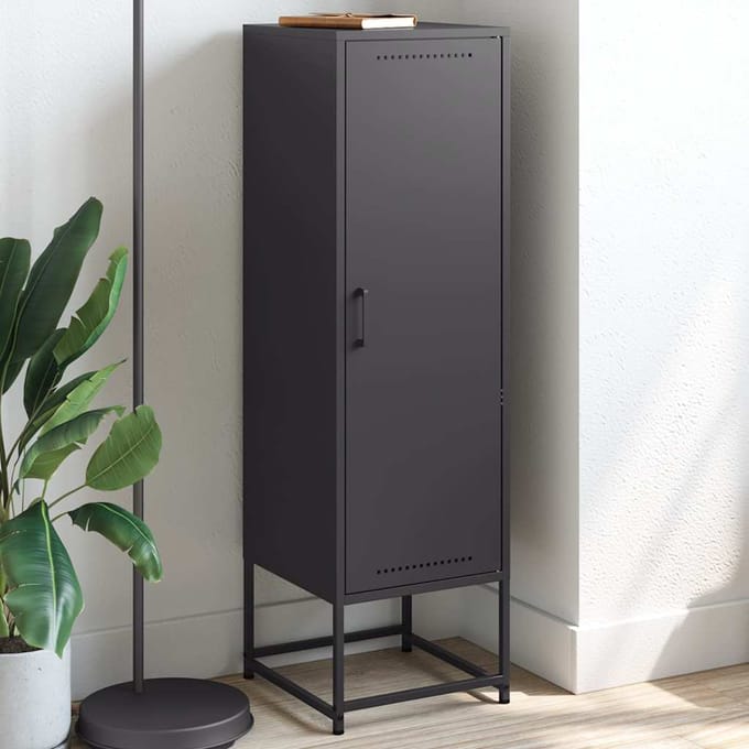 vidaXL - Hoge - kast - 36x39x123 - cm - staal - zwart