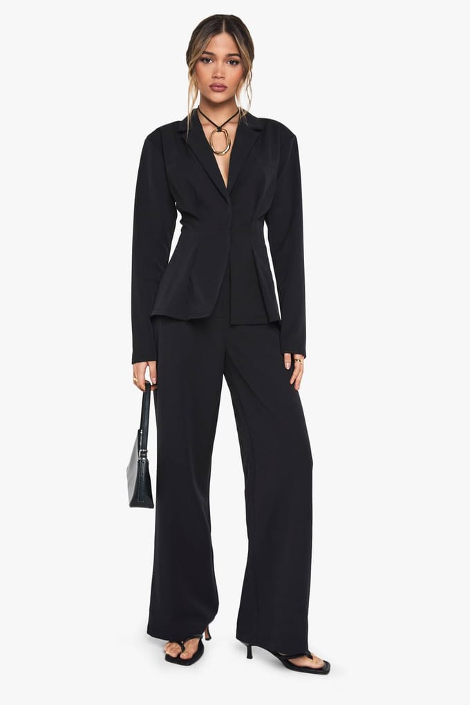 boohoo Dames Geraffelde wikkel-blazer | Zwart | Maat: 42