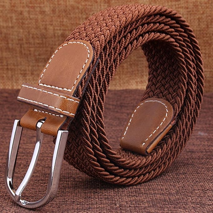 *** Elastische gevlochten Riem - Bruin - Netjes Degelijk - van Heble® ***