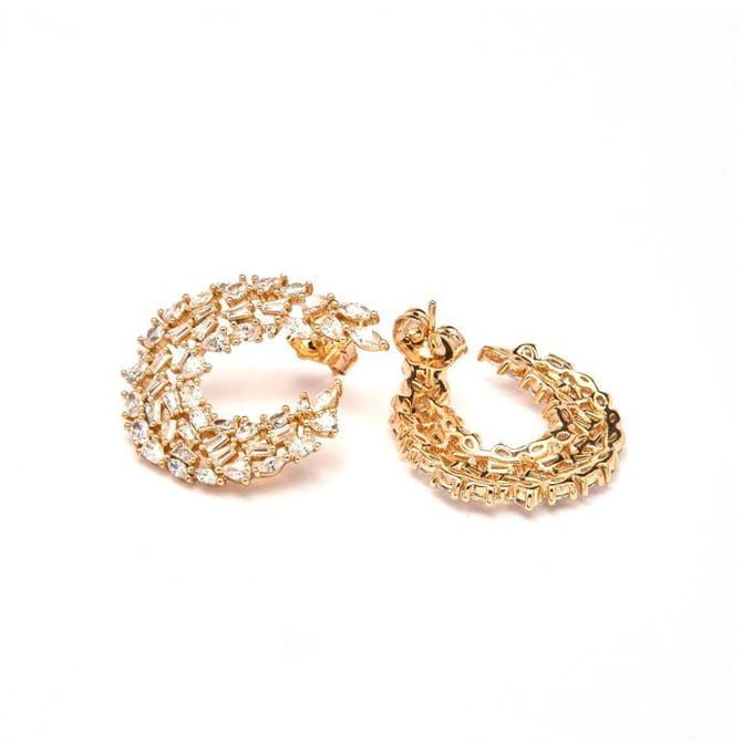 Boucles d'oreilles - LUXENTER - Isdro - Argent sterling 925 - Plaqué or rose 18k - Zircone cubique rose