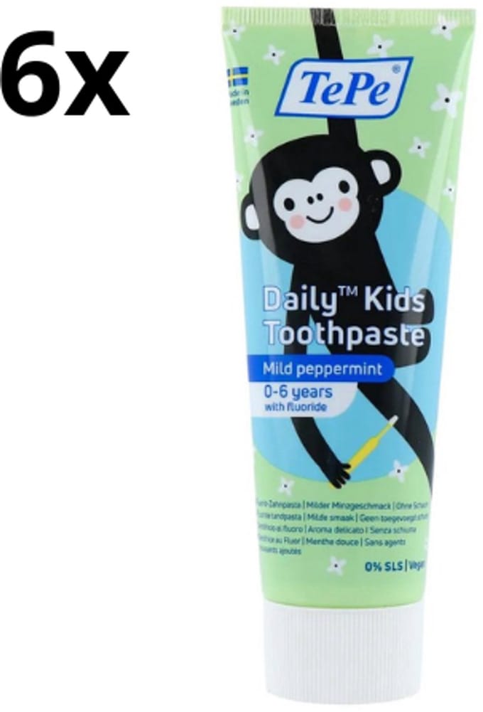TePe - Tandpasta Daily Kids - 6 x 75 ml - Voordeelverpakking