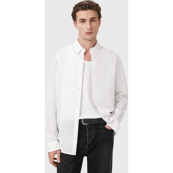 AllSaints Cassis Ls Shirt White Größe: M | Casual hemden Outlet | Herren | Weiß