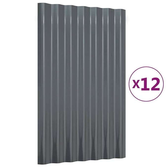 vidaXL - Dakpanelen - 12 - st - 60x36 - cm - gegalvaniseerd - staal - antracietkleurig