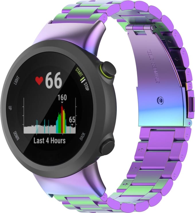 By Qubix - Stalen schakelband - Multicolor - Geschikt voor Garmin Forerunner 45 / 45S