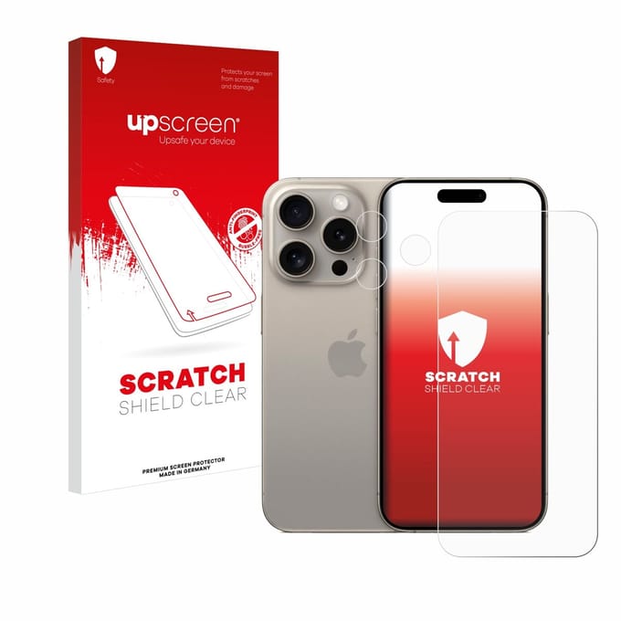 upscreen - Screenprotector voor Apple iPhone 15 Pro (Voor+Camera) - Folie Beschermfolie transparant