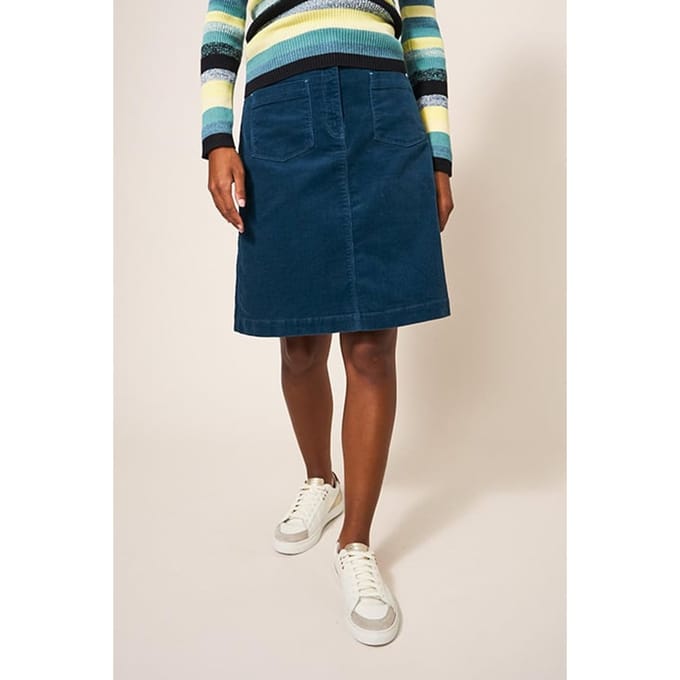 White Stuff Melody  Cord Skirt Dark Teal Größe: 24 | Miniröcke Outlet | Damen | Cyan
