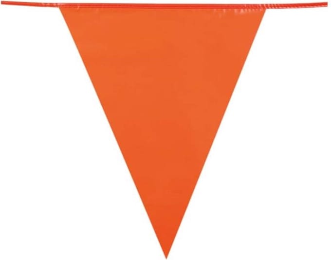 Vlaggenlijn oranje mini 10m 20x16cm doos a 24st kunststof