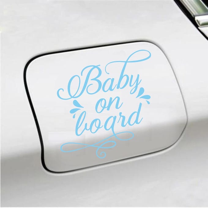 Bumpersticker - Baby On Board - 12,1 X 13,1 - Licht Blauw