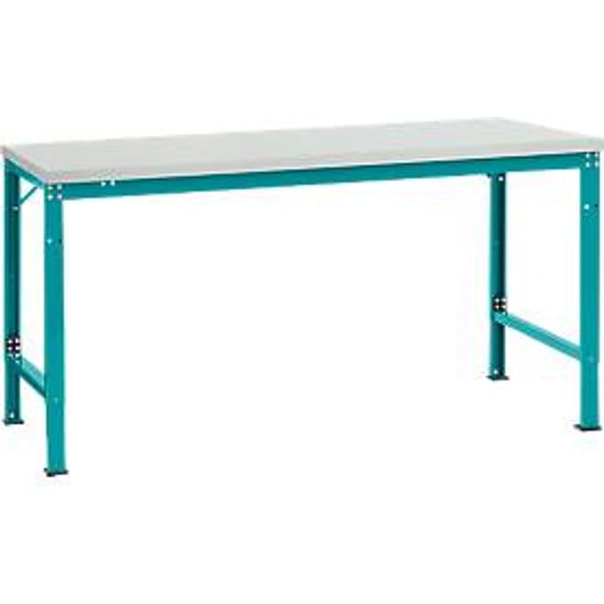 Manuflex AU7091.5021 Werk achtergrond tafel universele speciale met melamine schijf, bxdxh = 1750 x 1000 x 722-1022 mm Waterblauw