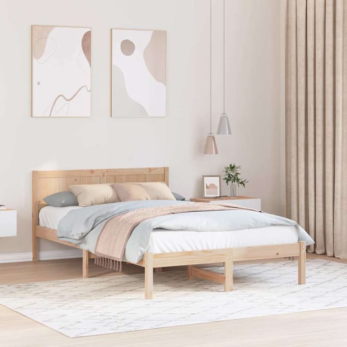 vidaXL - Bedframe - Bruin - 140 - x - 190 - cm - Massief - grenenhout