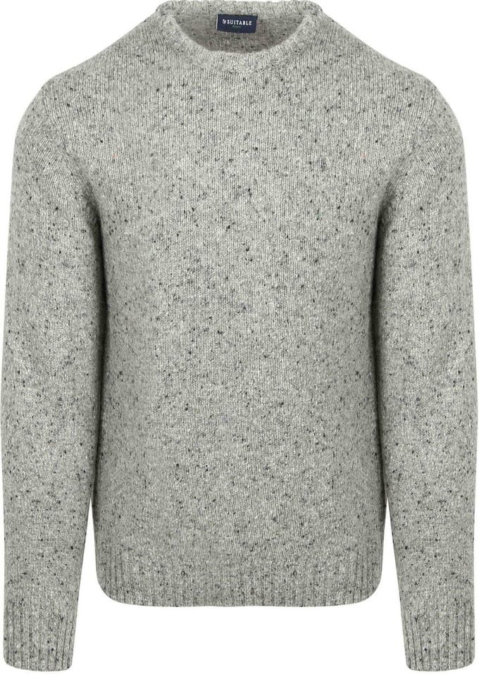 Suitable Trui Donnegal Tweed Eco Wool Grijs - Maat M - Heren - Pullover - Sweater