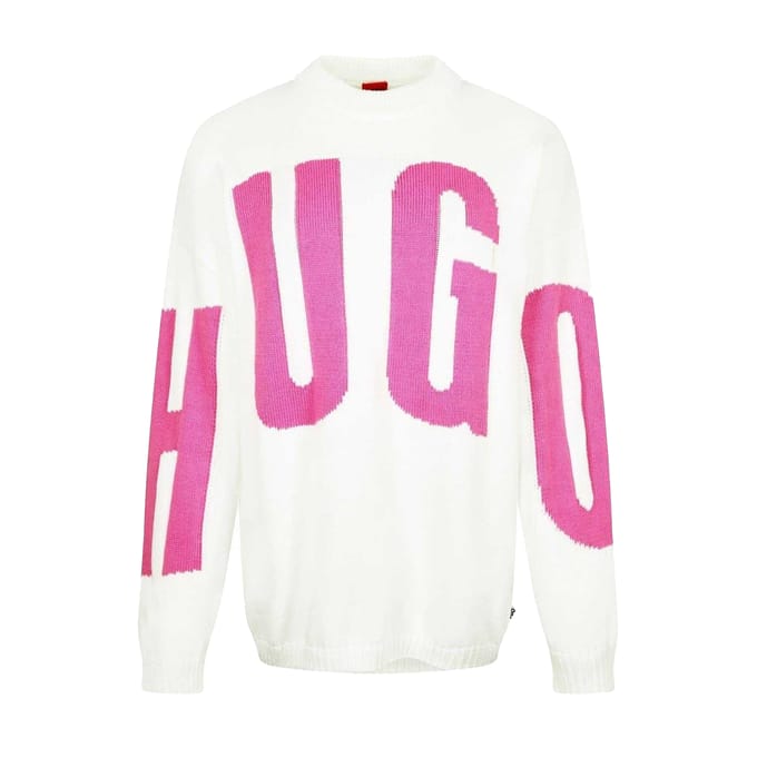Hugo Dames/Dames Crew Hals Relaxed Fit Trui met Lange Mouwen (Natuurlijk)