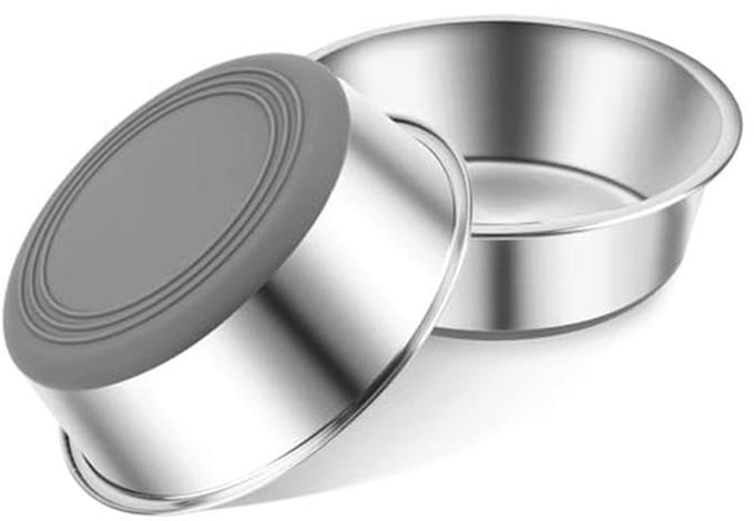 Roestvrijstalen hondenbakken met siliconen bodem en antislip - Set van 2, 1800 ml