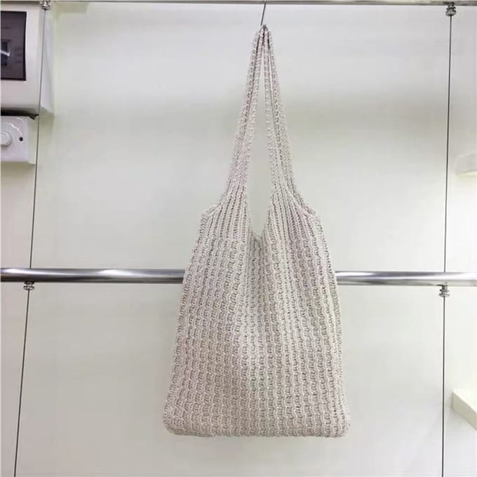 Without Lemon - Gebreid Schoudertas - Knitted Tote Bag -Boodschappentas - vrouwen— Large - Wit/Creme