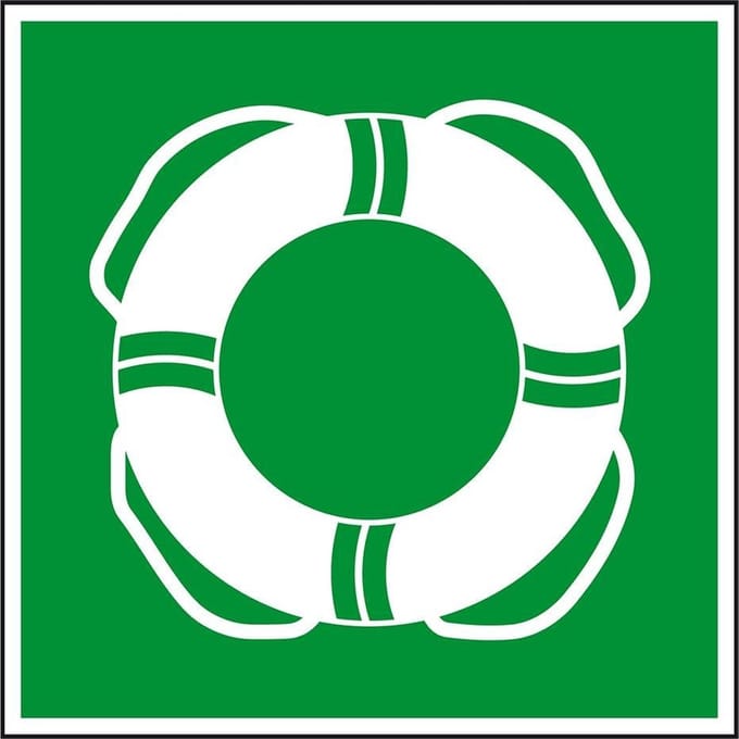 Reddingsboei bord - kunststof - ISO 7010, E061 100 x 100 mm
