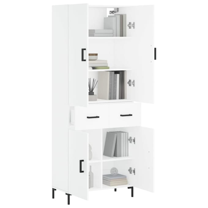 vidaXL - Hoge - kast - 69,5x34x180 - cm - bewerkt - hout - wit