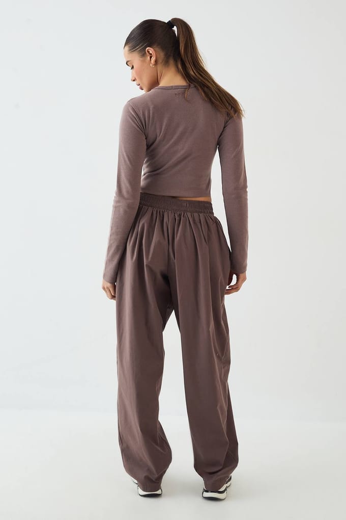 Dames Dsgn Studio Oversized Broek Met Elastische Taille En Ballonpijpen | Mokka | Maat: Medium