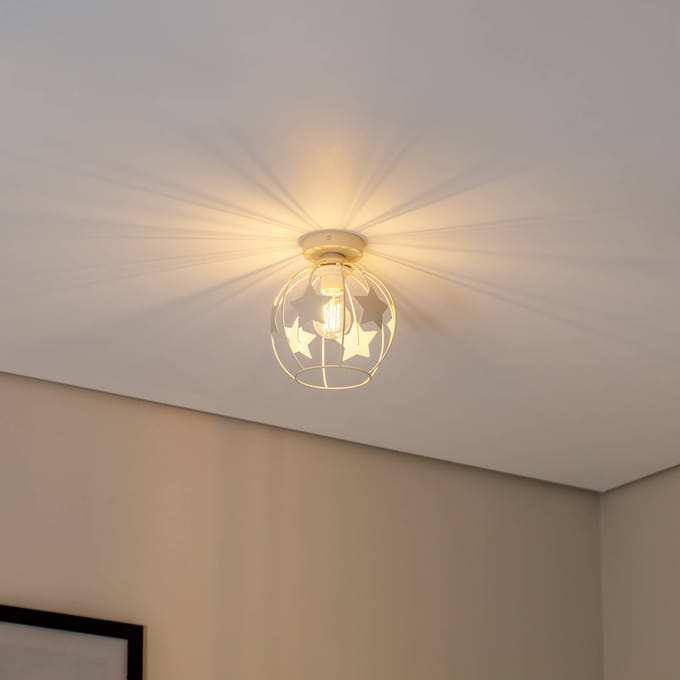 HELAM Sterren plafondlamp, zandkleurig, metaal, Ø 21 cm