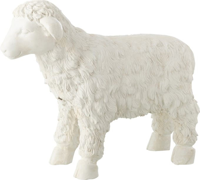 J-Line decoratie Schaap Buiten - kunststof - beige - small