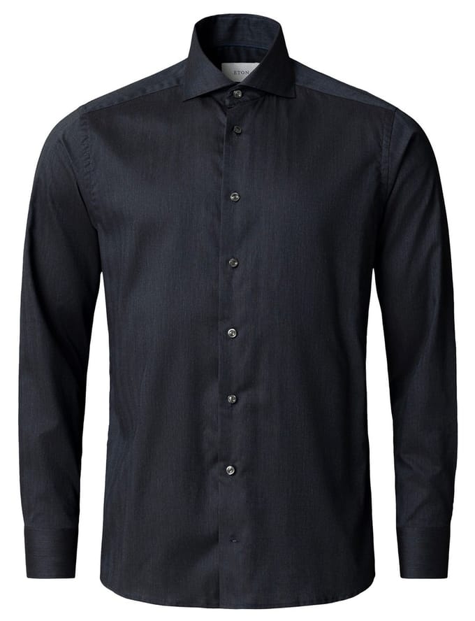 Eton zakelijk overhemd slim fit donkerblauw wide spread boord