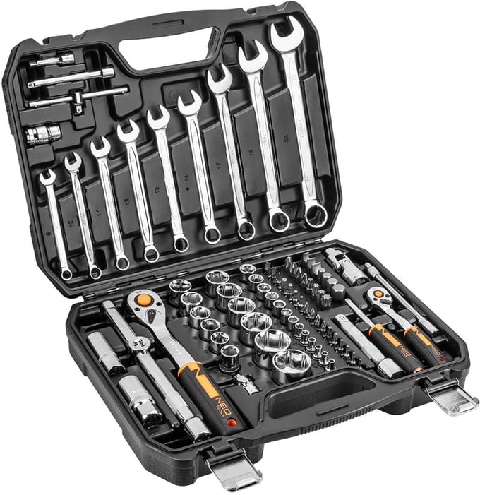 NEO - Dopsleutelset - 1/2" en 1/4" - 82 Stuks - Chroom-Vanadiumstaal