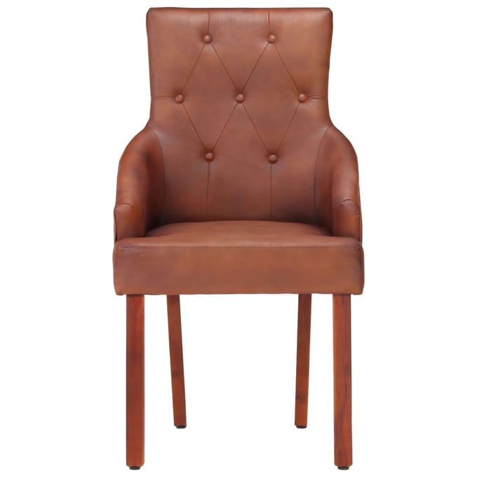 vidaXL Eetkamerstoelen 4 st echt geitenleer bruin