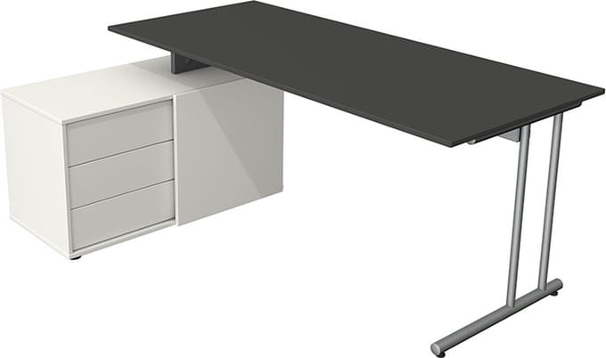 Kerkmann - Bureau Profi antraciet met archiefkast 180x80cm