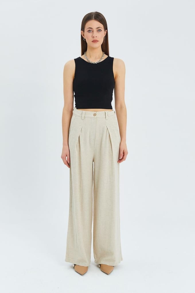 Hoge Taille Plissé Palazzo Broek