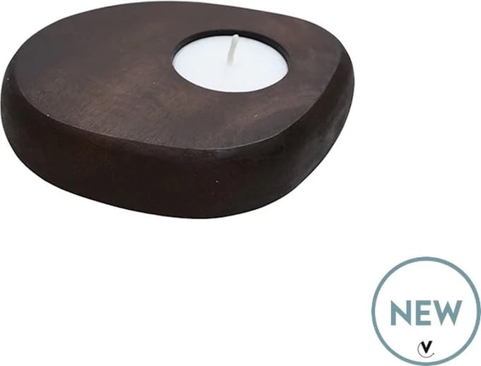 Waxinelichthouder Pinedale | Walnoothout | Ø10 cm