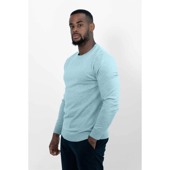 Vercate - Luxe Crewneck Pullover - Lichtblauw / Blauw - Regular Fit - Knit / Knitted Heren Sweater / Trui - Maat L