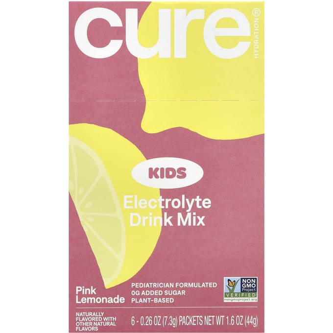 Cure Hydration, pour enfants, mélange pour boisson électrolytique, limonade rose, 6 paquets, 0,26 oz (7,3 g) chaque