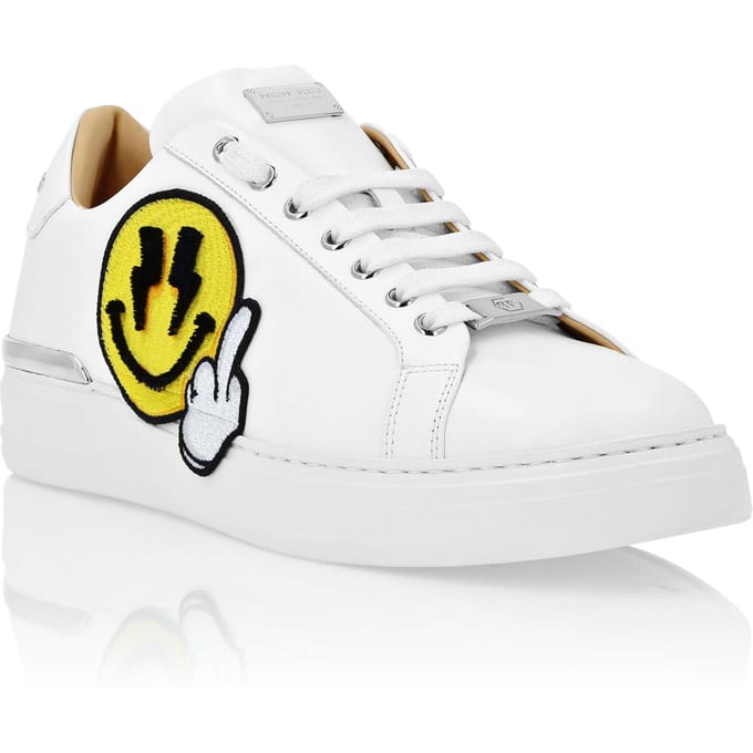 Leather Lo-Top Sneakers Strass Smile