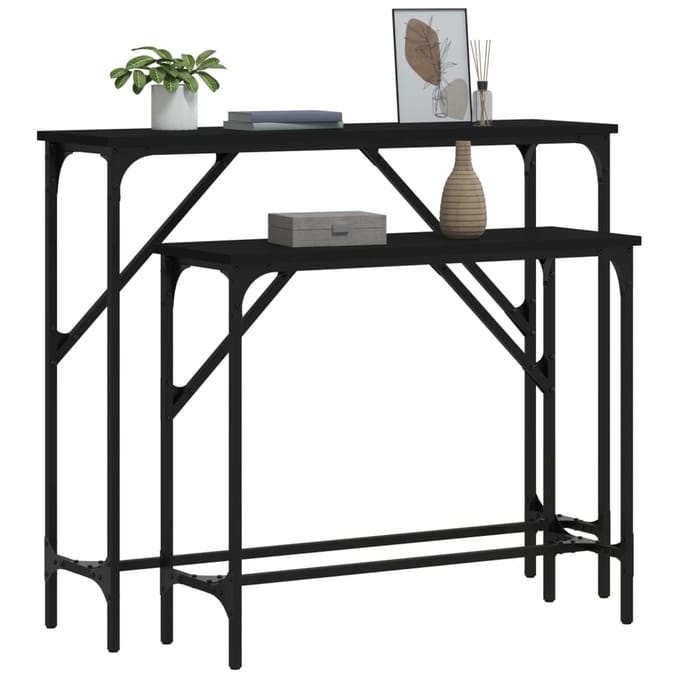 vidaXL - Wandtafels - 2 - st - bewerkt - hout - zwart