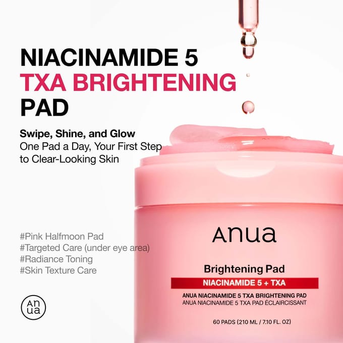 Anua Pads Éclaircissants Niacinamide TXA Soin Taches Brunes Pad Corrigeur de Teint 60 Feuilles pink