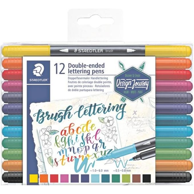 STAEDTLER Design Journey - Brush letter pen duo met (penseel)punt - set 12