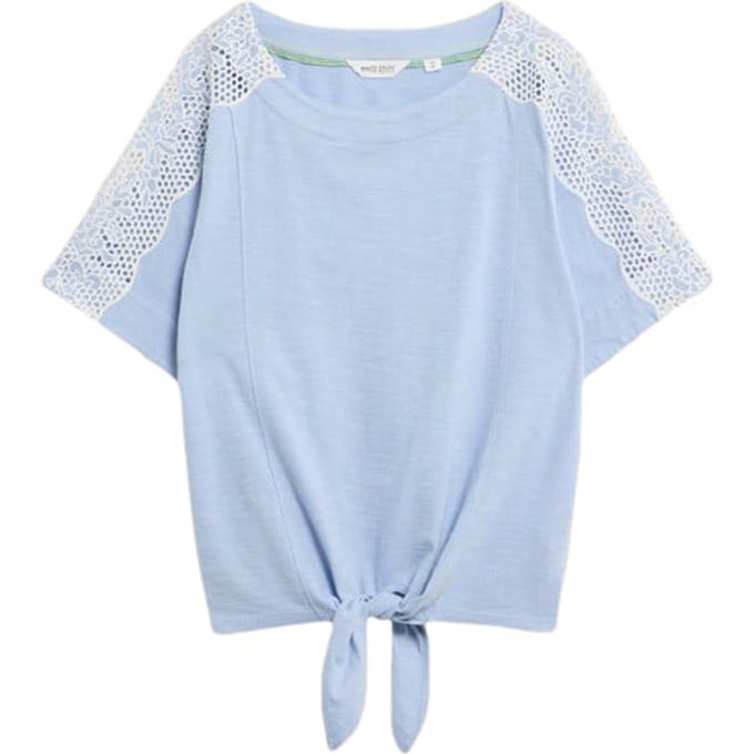 White Stuff Sara Tie Hem Top Mid Blue Taglia: 14 REGULAR | Maglie Sportivi Outlet | Donna | Blu