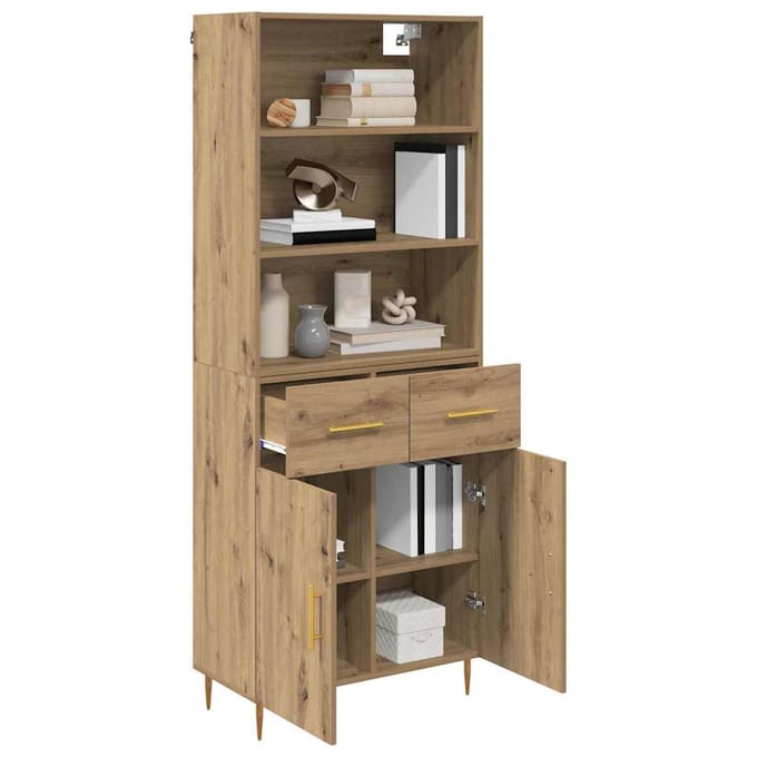vidaXL - Highboard - Artisan - Eiken - 69,5 - x - 34 - x - 180 - cm - Bewerkt - hout