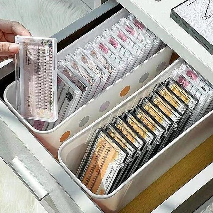Boîte de rangement de faux cils, 1 pièce, boîte de rangement pour outils d'extension de cils, organisateur d'accessoires de cils, boîte de rangement d'outils de maquillage cosmétique blanc