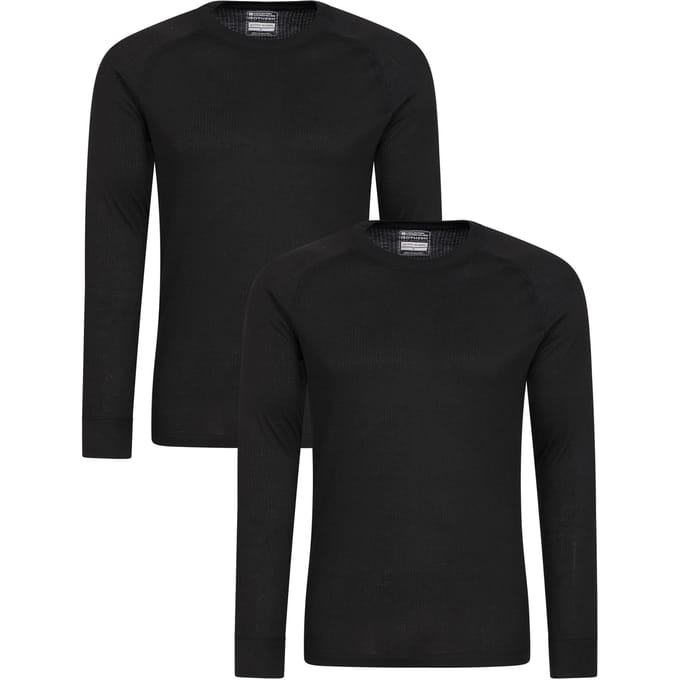 Mountain Warehouse Heren Talus Base Layer Top (Set van 2) (Zwart)