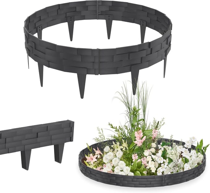 Flexibele Grasrand Steenlook Kunststof - 5 Meter Tuinpalissade voor Bloembedden en Gazon