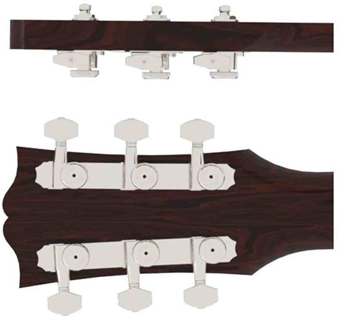 Hipshot HS6K2EL0N Gitaar tuner upgrade kit, 3 + 3 Grip-Lock, closed nikkel