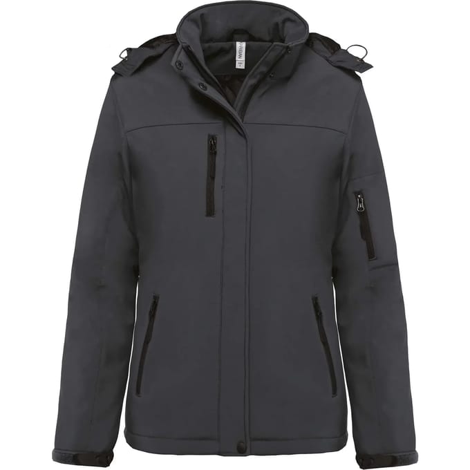 Kariban Gewatteerde softshell damesparka met capuchon K651 - Titanium - S