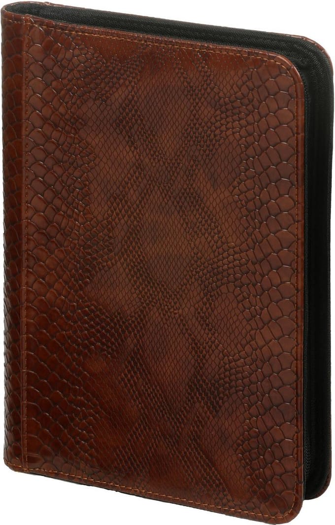 2500-74 A5 Schrijfmap met ritssluiting croco bruin