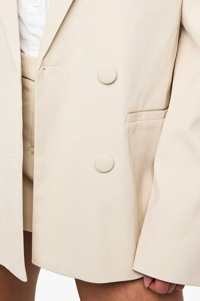 boohoo Dames Dubbelreversed oversized getailleerde blazer | Ecru | Maat: 40