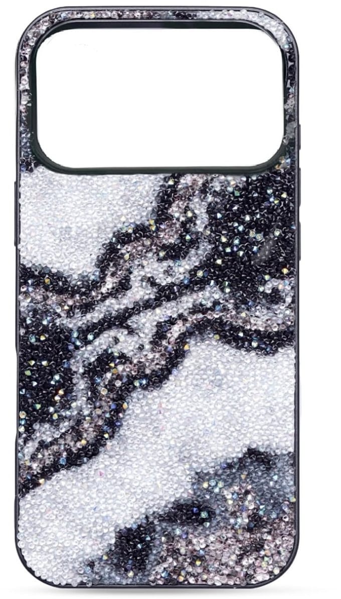 Cityhoesje - Backcover - iPhone 17 Pro Max - Marmer Glitter - Zwart Grijs