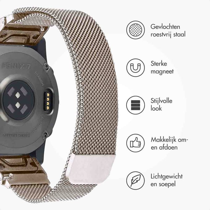 imoshion QuickFit® Milanees bandje - Garmin 20 mm aansluiting - Maat L/XL - Starlight