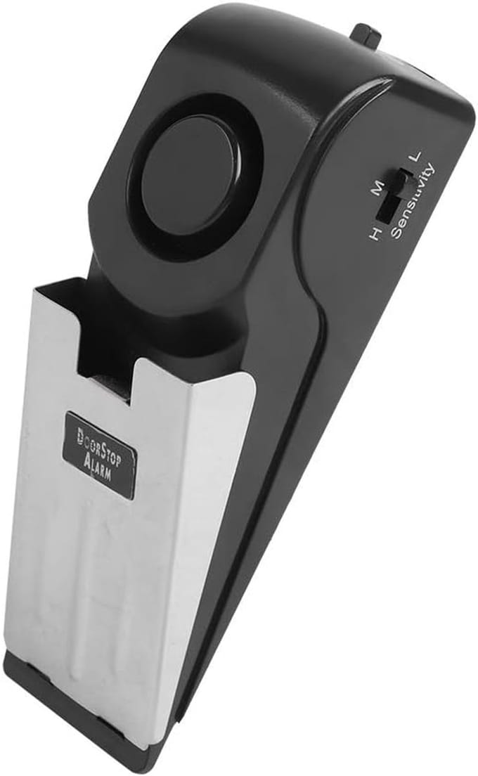 Deuralarm - Deurstopsysteem - Extra Beveiliging - Drie Gevoeligheidsniveaus - 14 x 4.5 x 4 cm - Zwart Wit