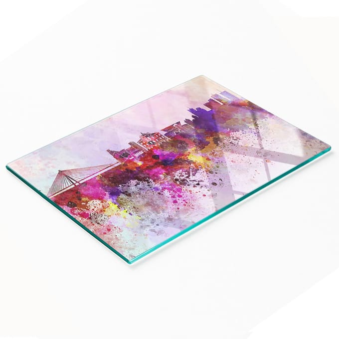 Multifunctioneel decoratief keukenbord van gehard glas, Warschau, 80x52 cm