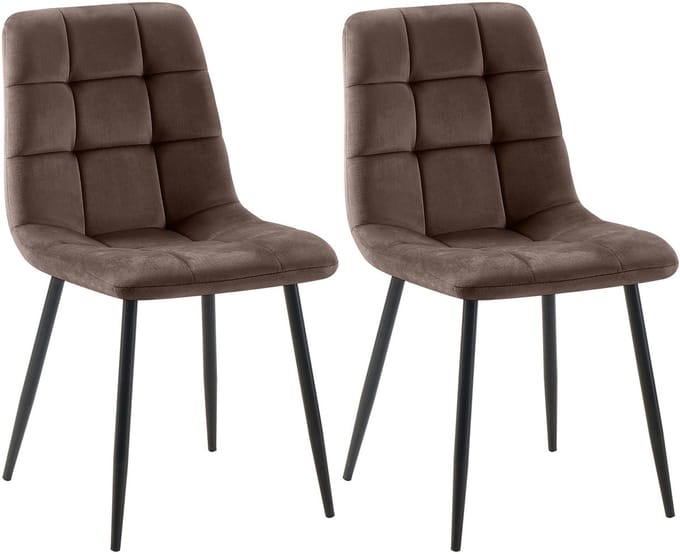 CLP Tilde Set van 2 eetkamerstoelen - Zonder armleuning - Industrieel - Fluweel/bruin